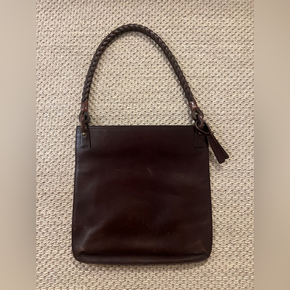 Vintage RL Ralph Lauren Slim Leather Shoulder Bag with Braided Shoulder Strap